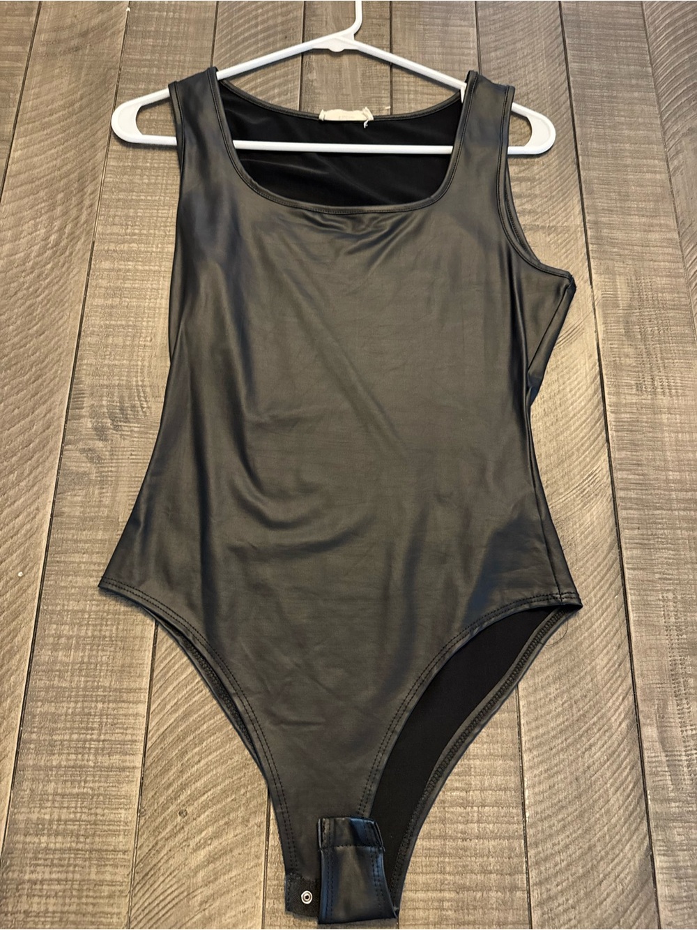 entro Black Faux Leather Bodysuit